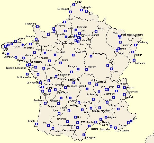 French Airports Map 